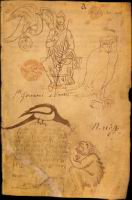 Folio 01 - Eveque, pelican, chouette, pie et demon cornu